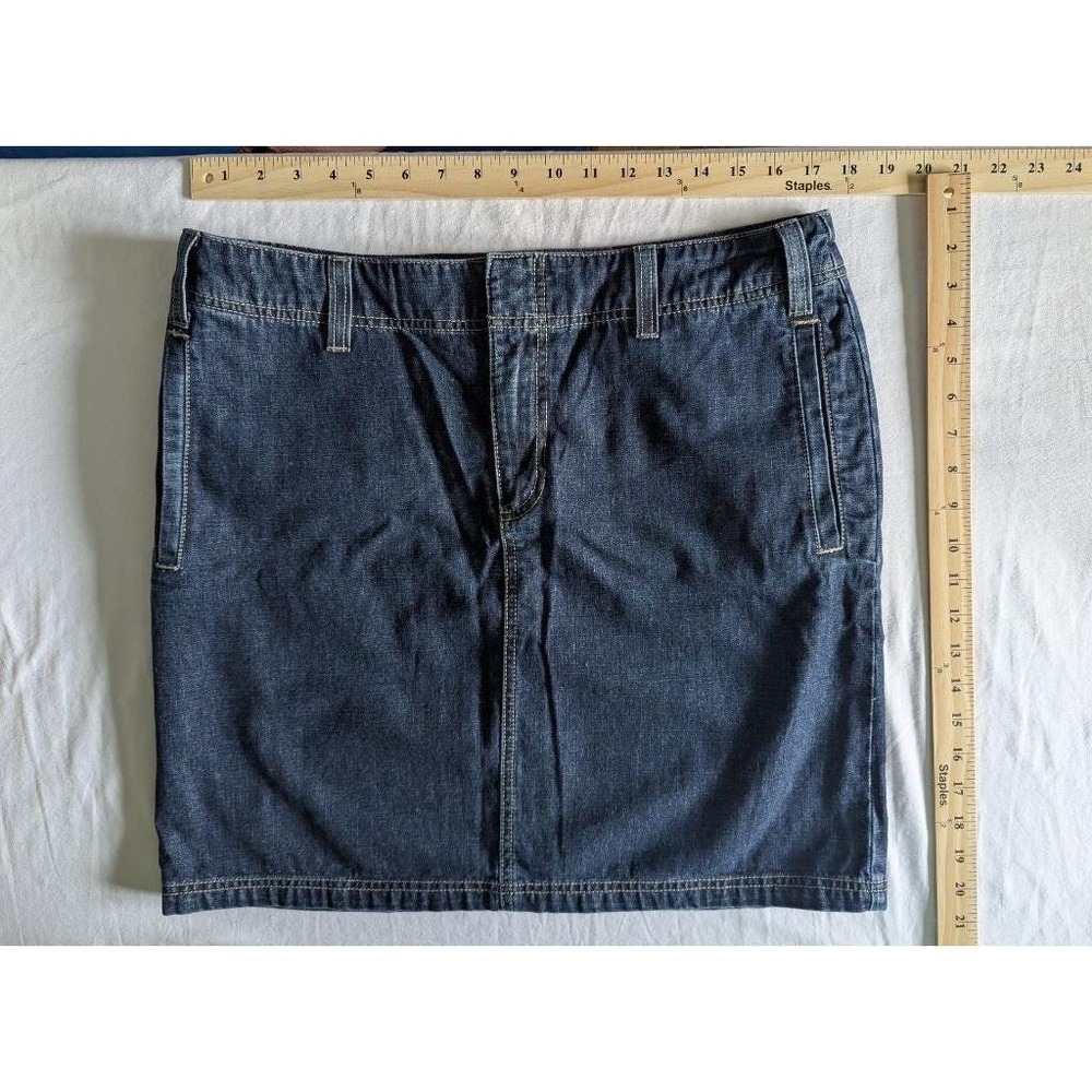 Vtg Y2K Tommy Hilfiger Denim Mini Skirt Dark Wash Cotton Casual Sz 12‎ Classic